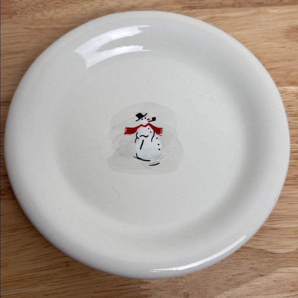 Williams Sonoma | Snowman (set of 6) Dessert Plates - Festive Red 2006